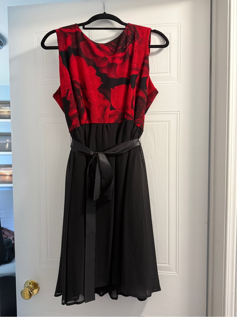 Ricki's Red Floral Bodice Black Midi Dress